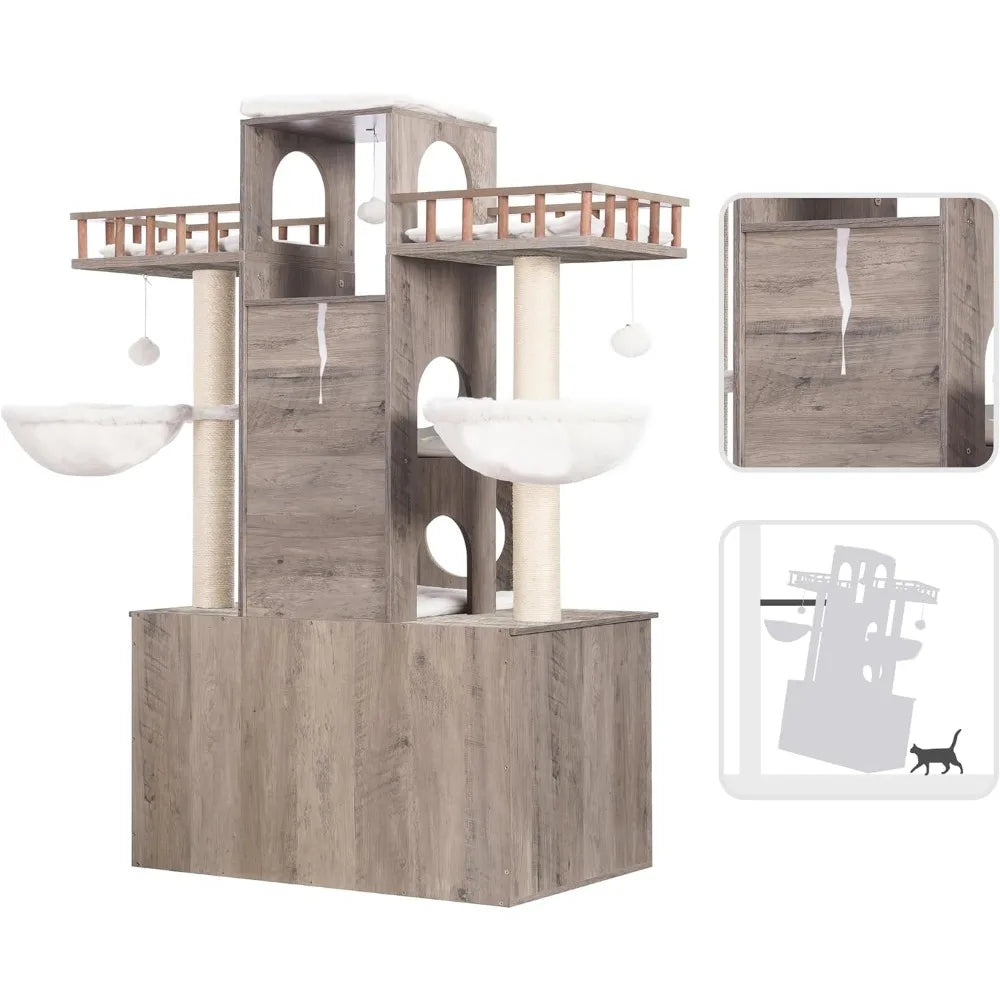 60″ Cat Tower with Litter Box