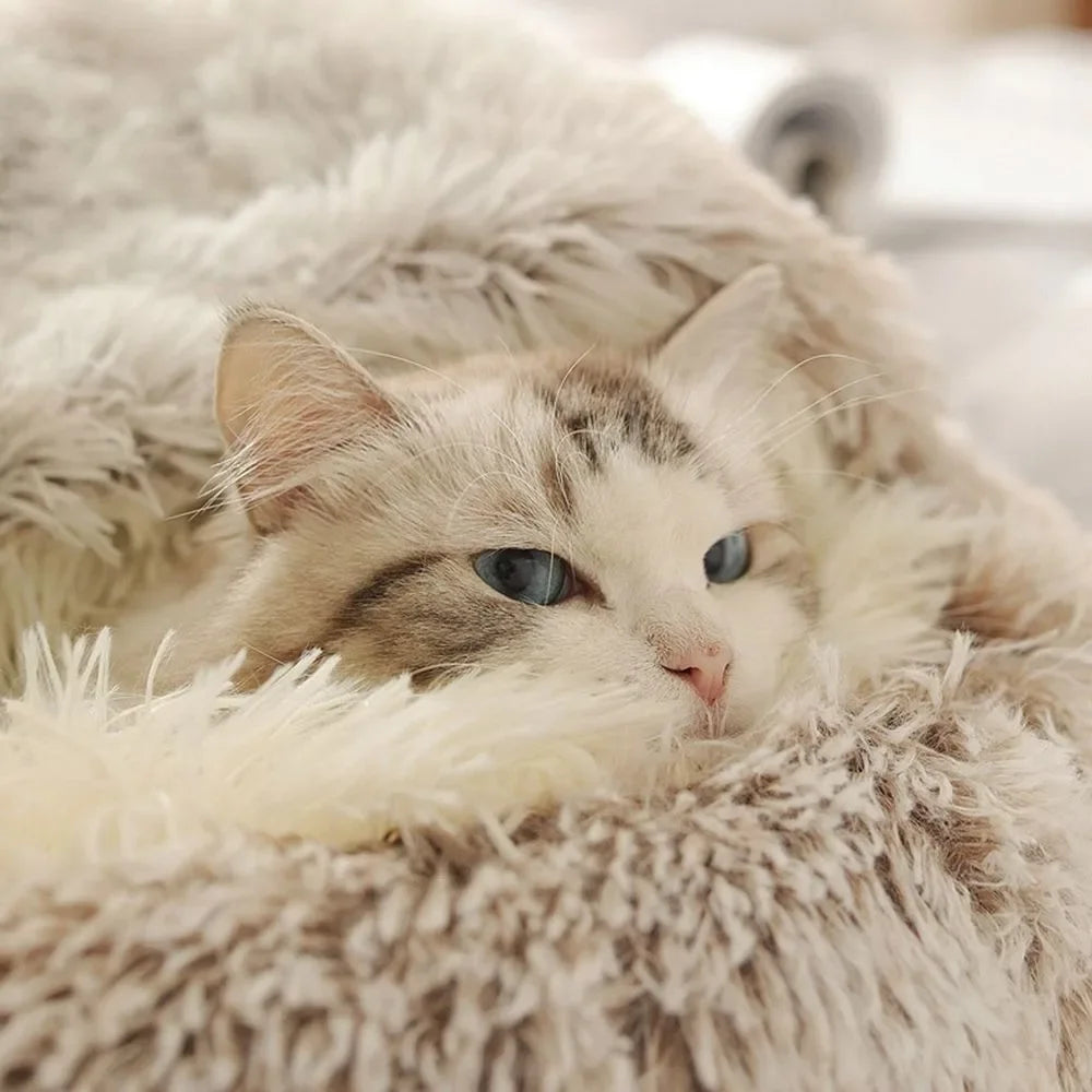 Soft Plush Cat Bed with Cover