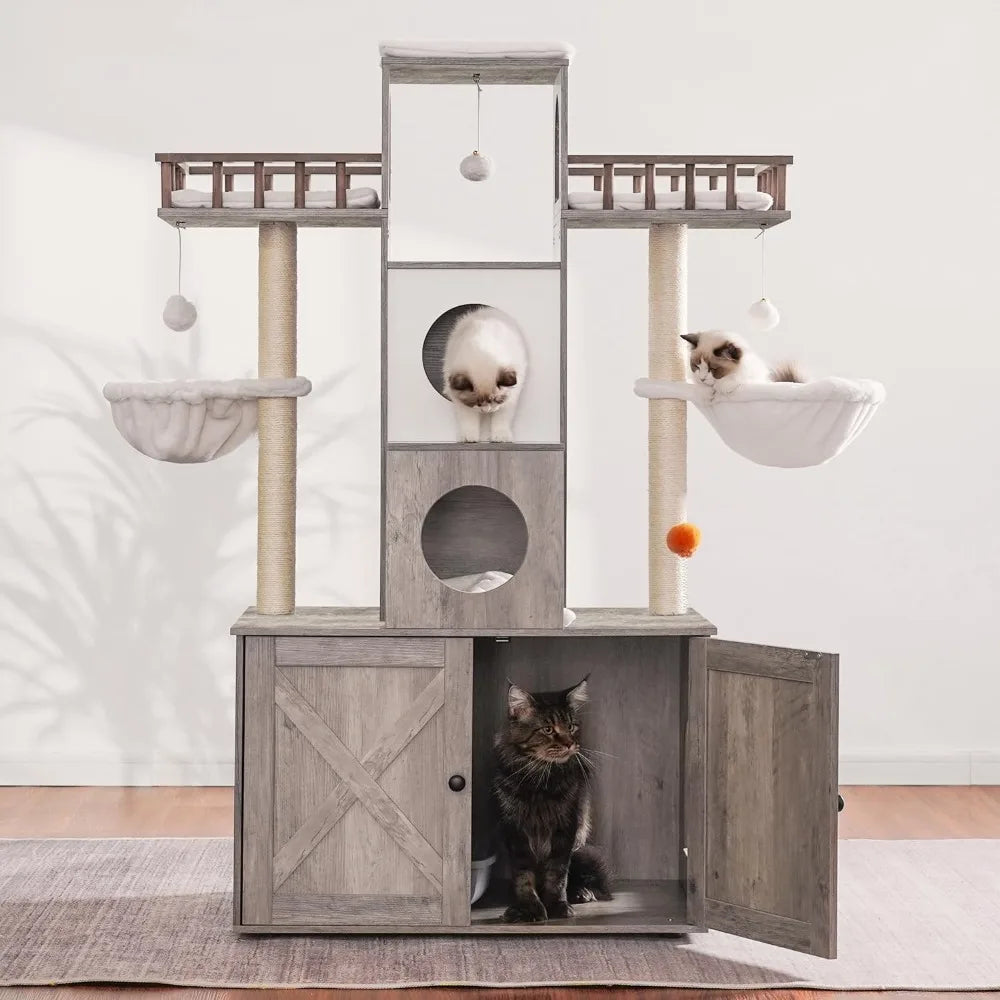 60″ Cat Tower with Litter Box