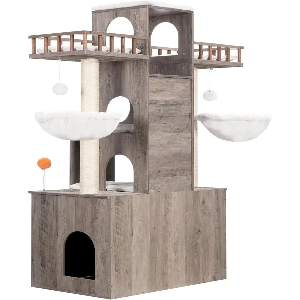 60″ Cat Tower with Litter Box