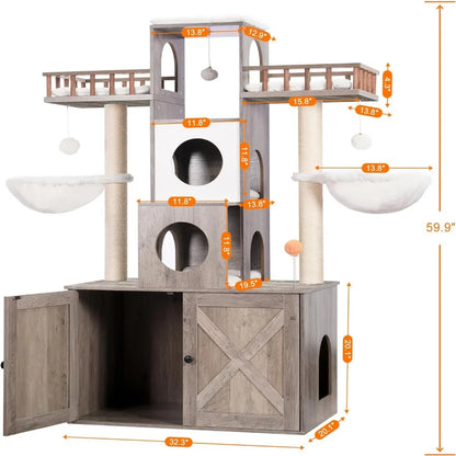 60″ Cat Tower with Litter Box