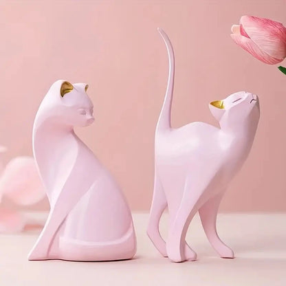 Resin Cat Couple Statues