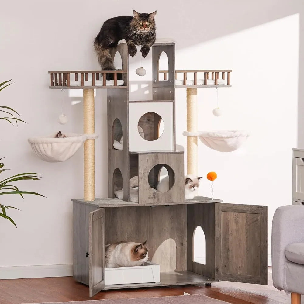 60″ Cat Tower with Litter Box